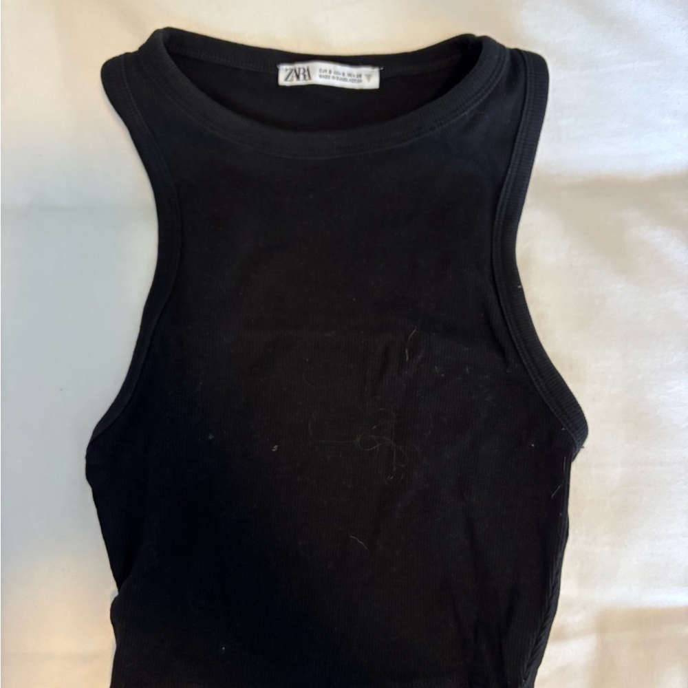 Zara Black Ribbed Tank Top